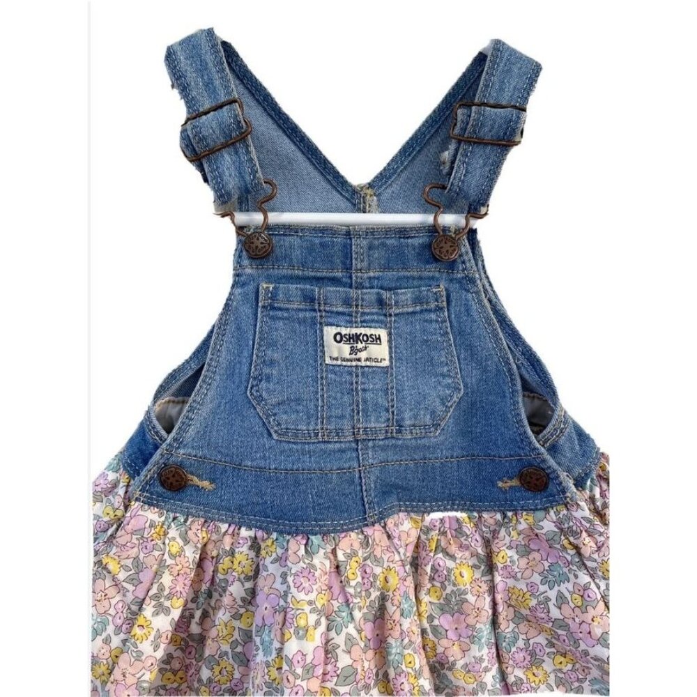 Baby Girls OshKosh Bgosh Denim Floral Overall Dress size 9M 9 months